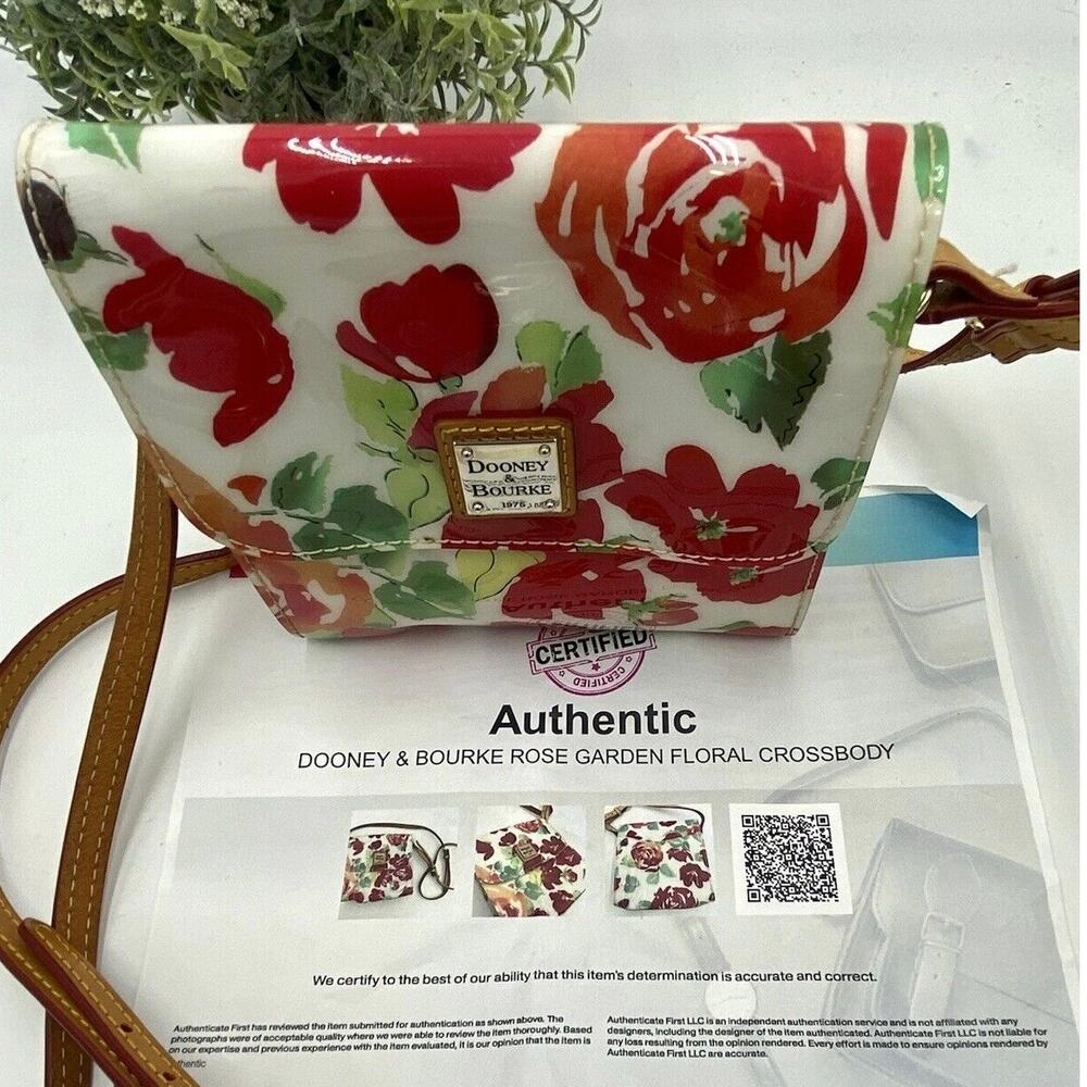 Dooney & Bourke Authenticated White Red Rose Garden Floral Crossbody Bag Purse